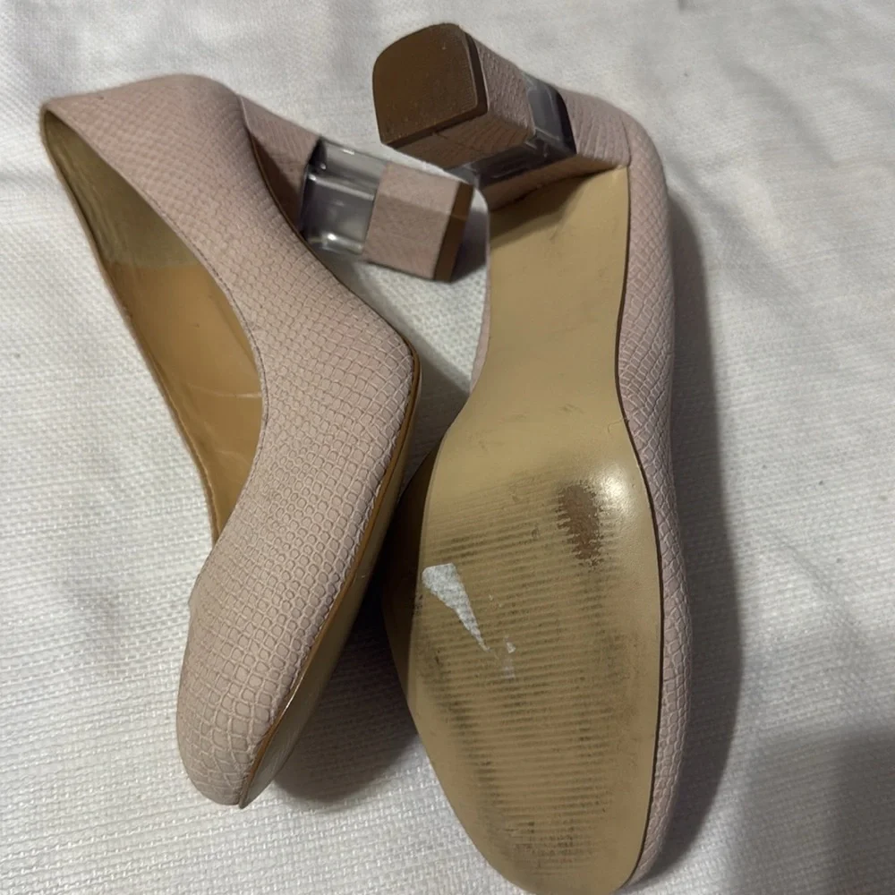 TALBOTS Pink Round Toe Lucite Block Heel Pockets 7.5